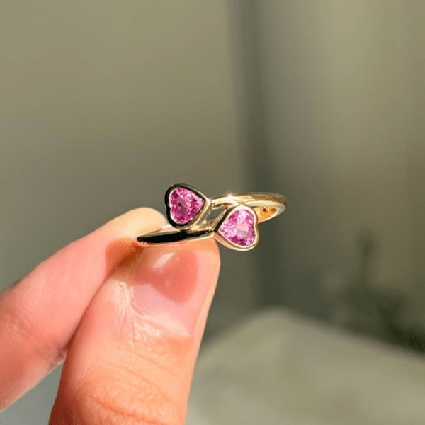 14ct Gold Pink Sapphire Heart Ring