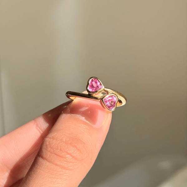 14ct Gold Pink Sapphire Heart Ring