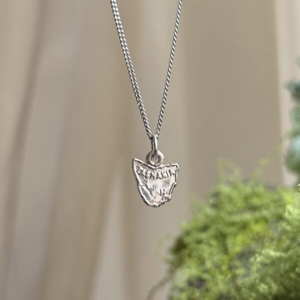 Sterling Silver Small Tassie Map Pendant
