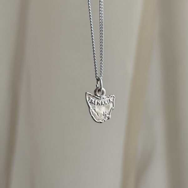 Sterling Silver Small Tassie Map Pendant