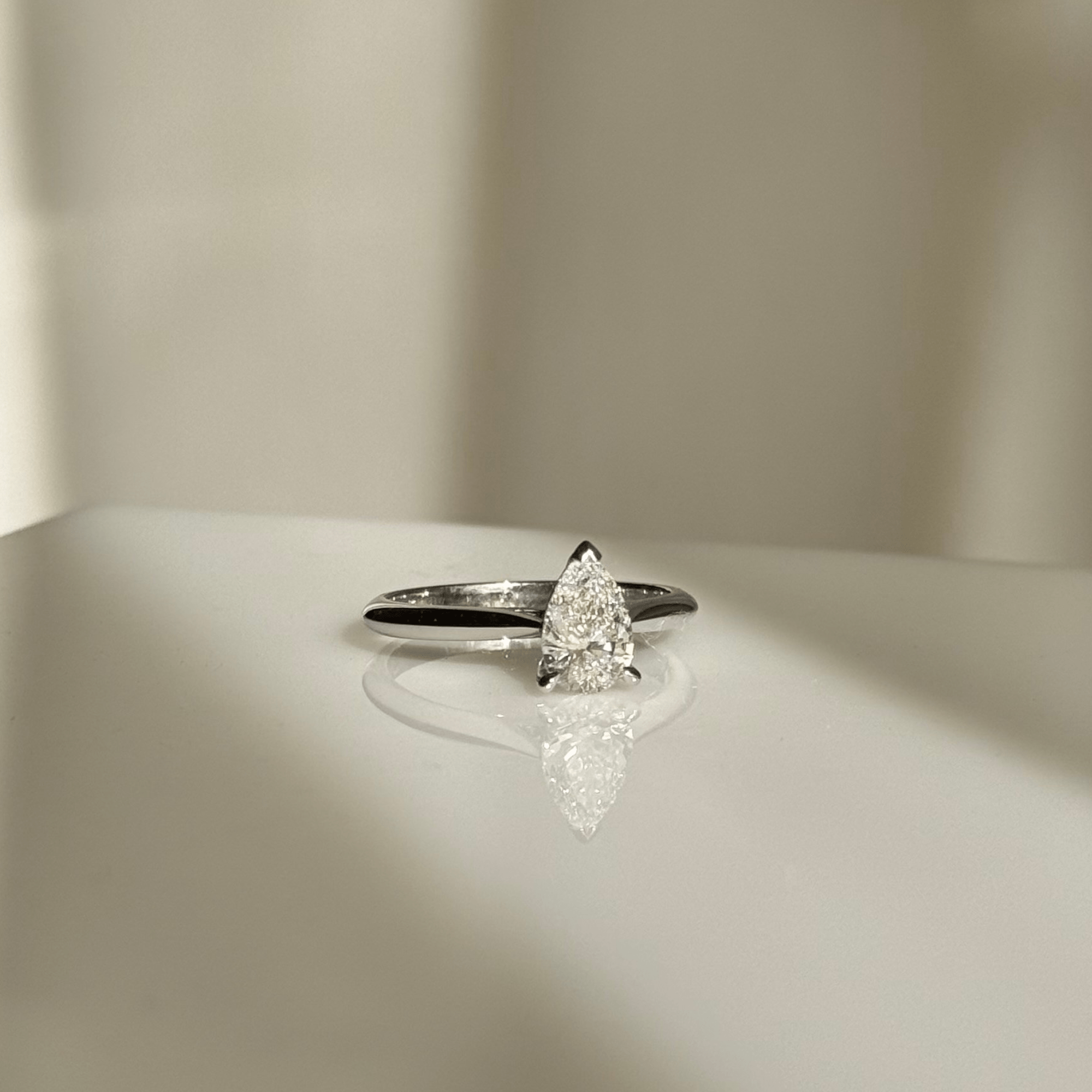 Platinum 0.91ct Pear Shaped Solitaire Diamond Engagement Ring
