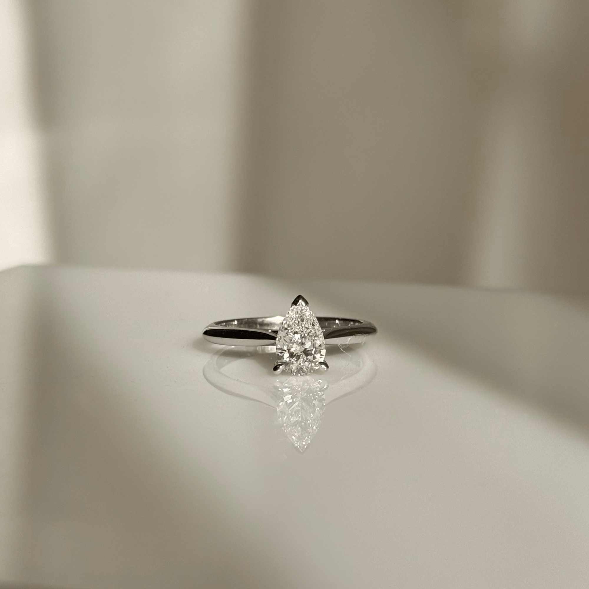 Platinum 0.91ct Pear Shaped Solitaire Diamond Engagement Ring