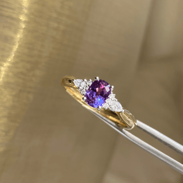 9ct 2 Tone Purple Sapphire & Diamond Ring