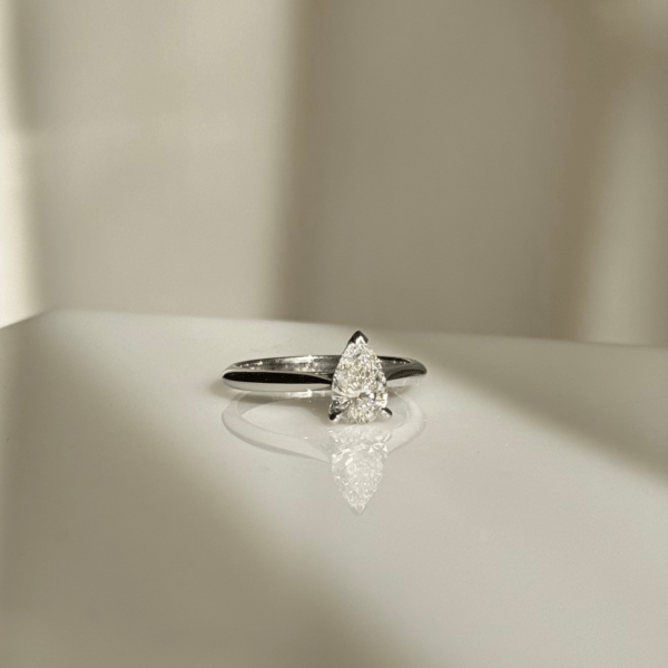 Platinum 0.91ct Pear Shaped Solitaire Diamond Engagement Ring