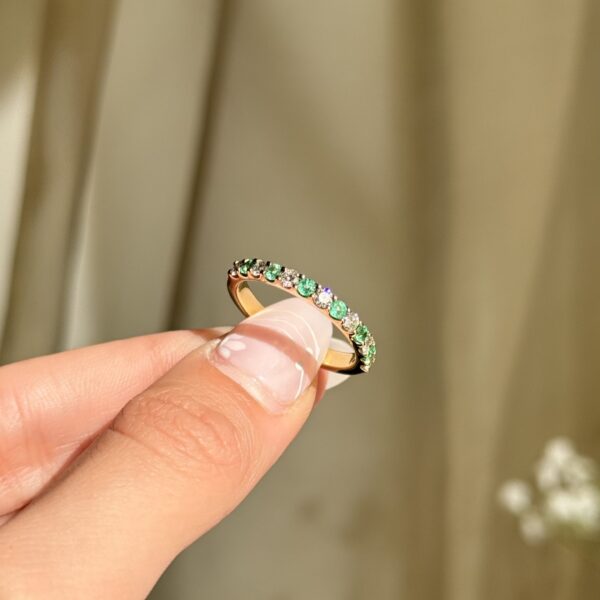 9ct Gold Emerald & Diamond Anniversary Ring