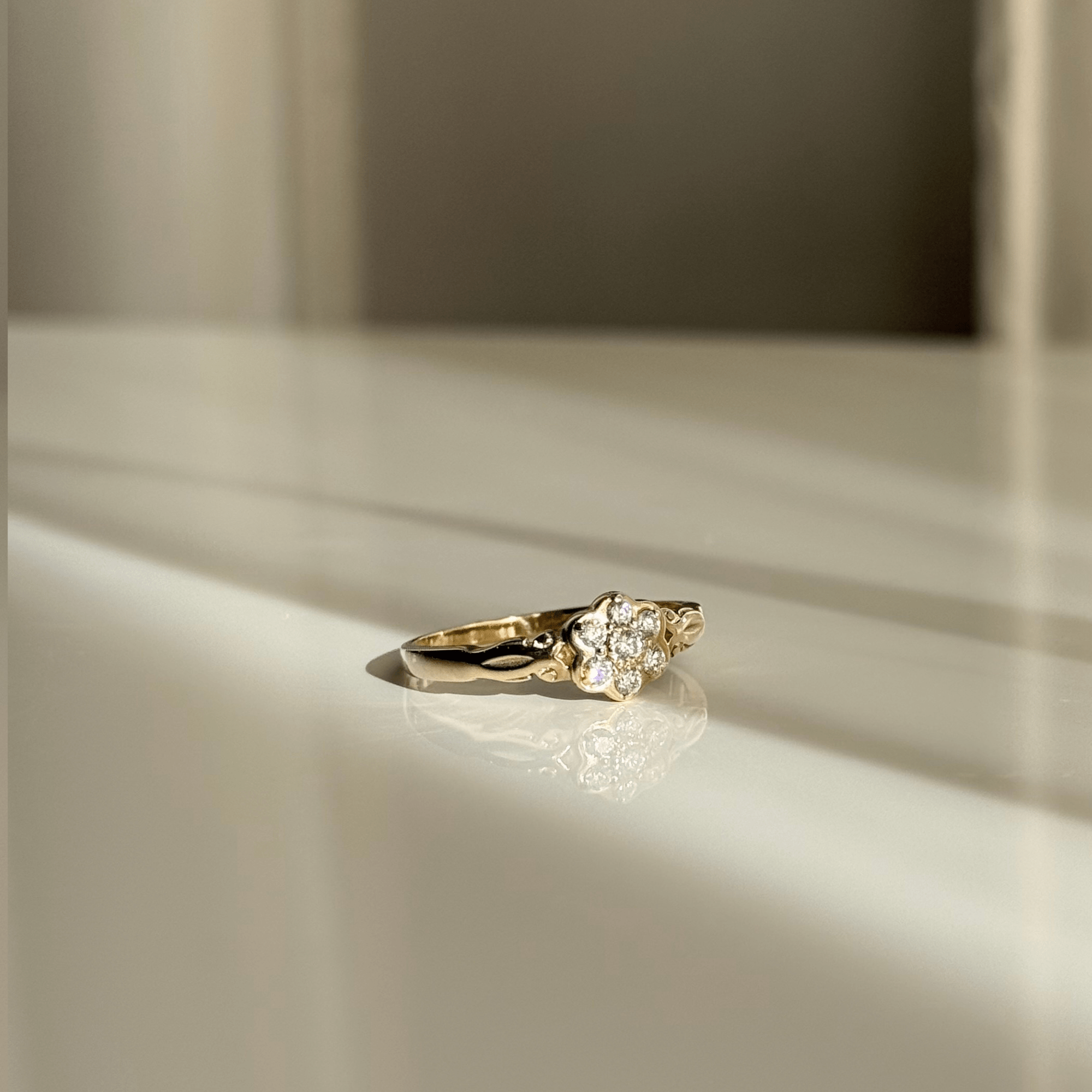 9ct Gold Diamond Flower Dress Ring