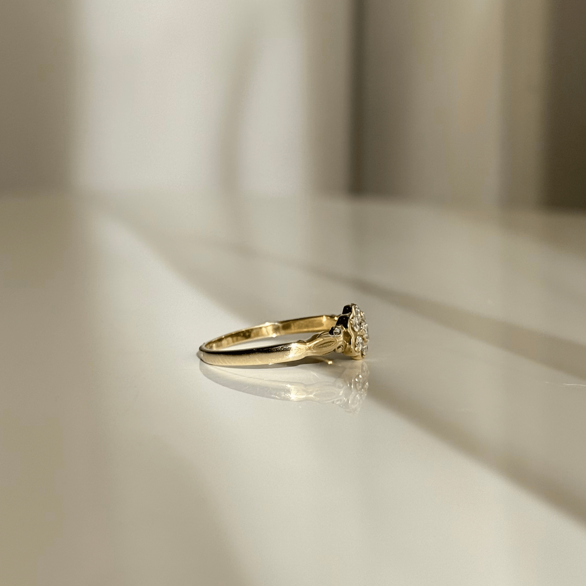 9ct Gold Diamond Flower Dress Ring