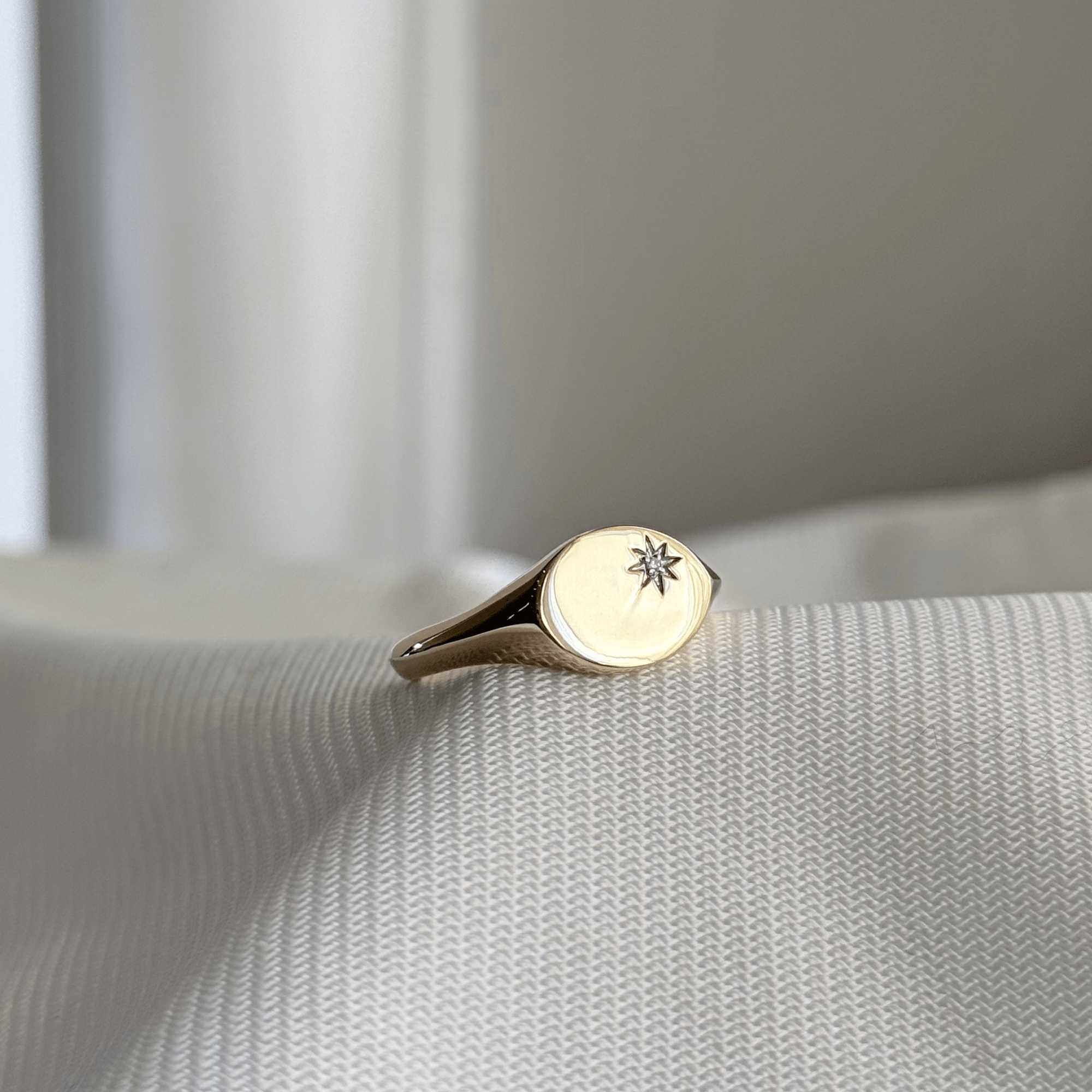 9ct Gold Diamond Set Oval Signet Ring