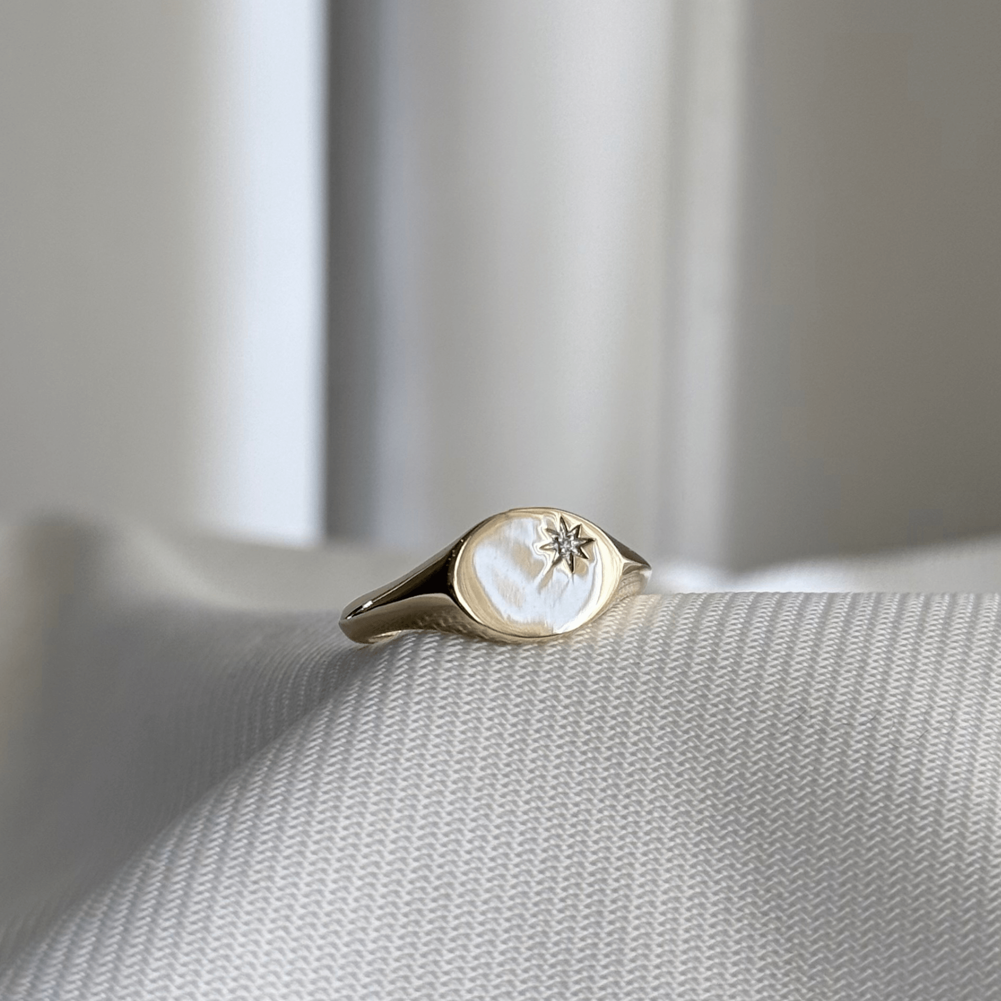 9ct Gold Diamond Set Oval Signet Ring