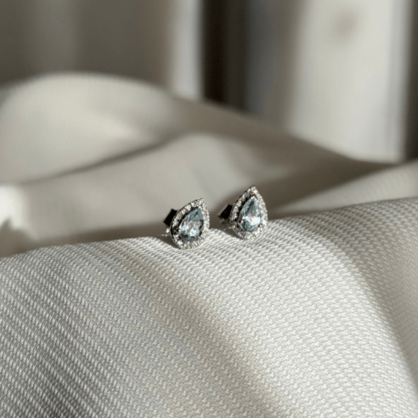 9ct White Gold Aquamarine & Diamond Earrings