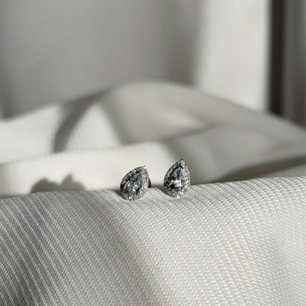 9ct White Gold Aquamarine & Diamond Earrings