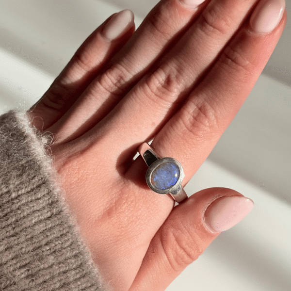 Sterling Silver Lightning Ridge Solid Opal Ring