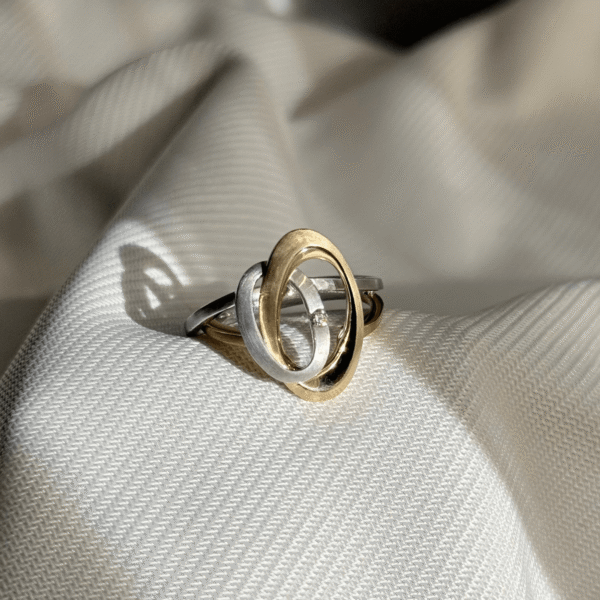 9ct 2 Tone Diamond Set Oval Ring