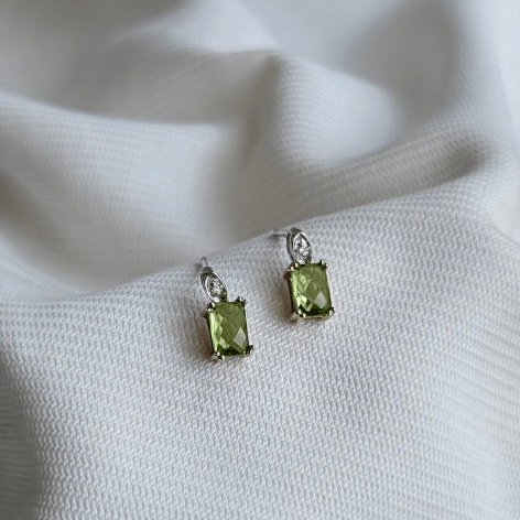 9ct 2-Tone Peridot & Diamond Earrings