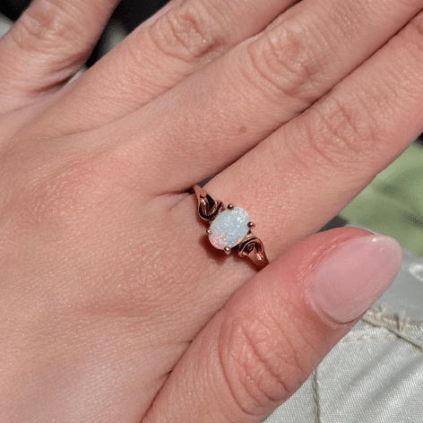 9ct Yellow Gold Solid White Opal Ring