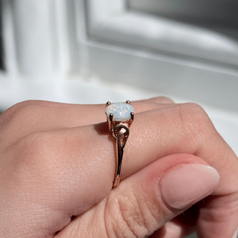 9ct Yellow Gold Solid White Opal Ring