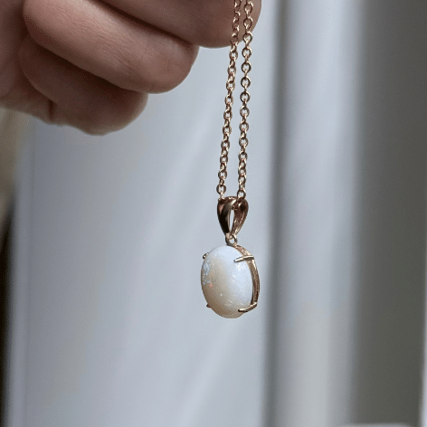 9ct Yellow Gold Solid White Opal Pendant