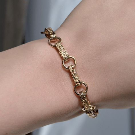 9ct Yellow Gold Fancy Link Bracelet 19cm
