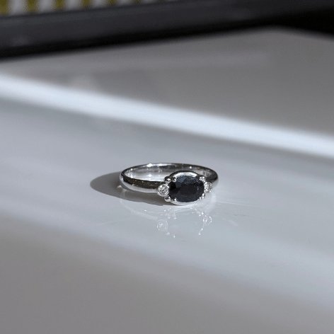 9ct White Gold Sapphire & Diamond Ring