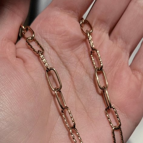 9ct Yellow Gold Twist & Plain Small Paperclip Chain