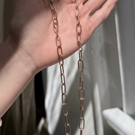 9ct Yellow Gold Twist & Plain Small Paperclip Chain