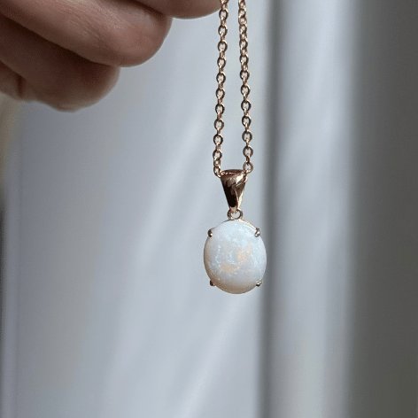 9ct Yellow Gold Solid White Opal Pendant