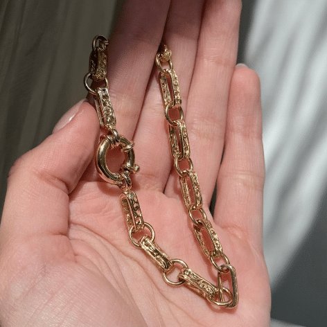 9ct Yellow Gold Fancy Link Bracelet 19cm