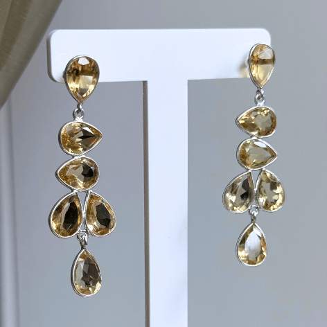 Sterling Silver Citrine Drop Earrings
