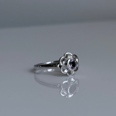 Sterling Silver Amethyst Flower Ring