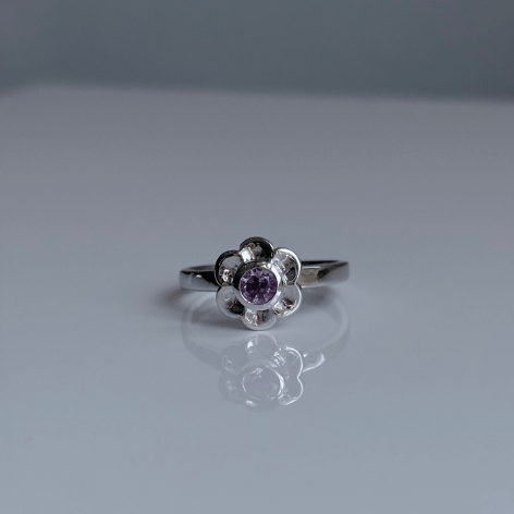 Sterling Silver Amethyst Flower Ring